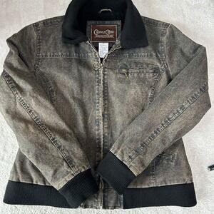 Cripple Creek Enzyme Washed Ranchwear Jacket Women's L Brown Lined Work Chore
